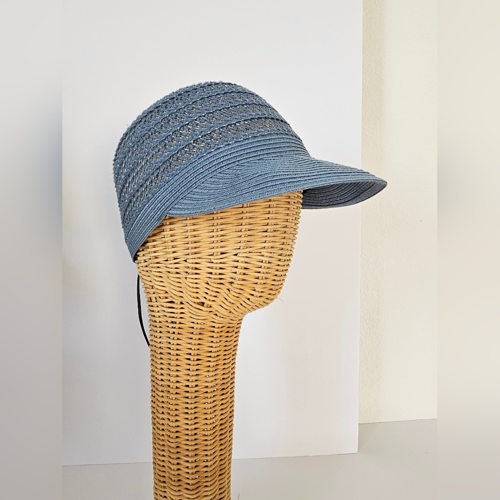 Denim Blue Straw Framer Style Summer Sun Protection Wide Brim Straw Hat